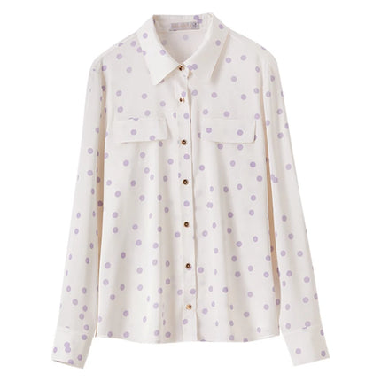 Sentubila Purple Polka Dots Womens Shirt Office Ready by zapcart