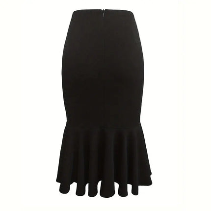 Houndstooth Knee Length Skirt Women High Waist Chic Slim by zapcart