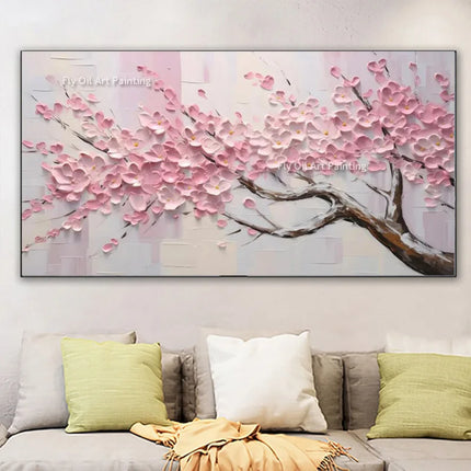 Abstract Golden White Flowers Painting Fujian Living Room by zapcart