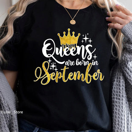 Queen Are Born In January To December Bold Graphic Tee Women by zapcart