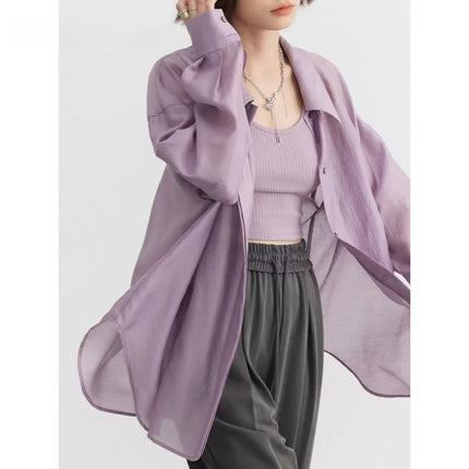 Chic Ven Women Shirts Loose Transparent Summer Tops by zapcart