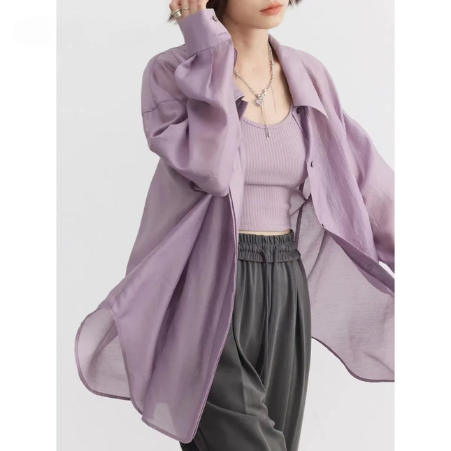 Chic Ven Women Shirts Loose Transparent Summer Tops by zapcart