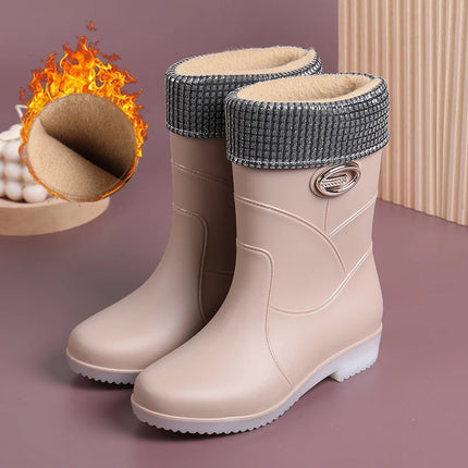Fashionable Women Rain Boots Waterproof Non Slip Warm by zapcart