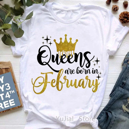 Queen Are Born In January To December Bold Graphic Tee Women by zapcart