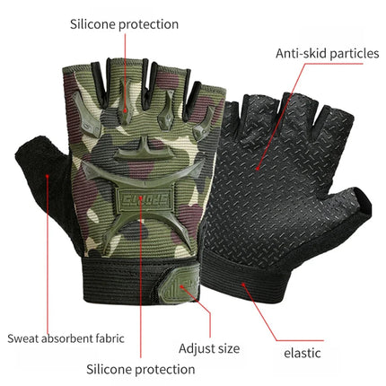 CN Kids Tactical Fingerless Gloves Camo Anti Skid Mittens by zapcart