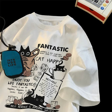 Cartoon Cat T Shirt Oversize For Men Women Casual Comfort by zapcart