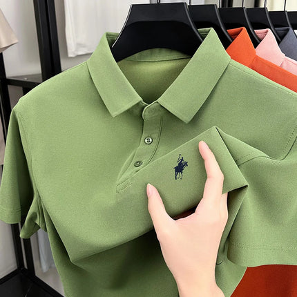 Men's Polo Shirt Embroidered Pony CN Zhejiang Breathable by zapcart