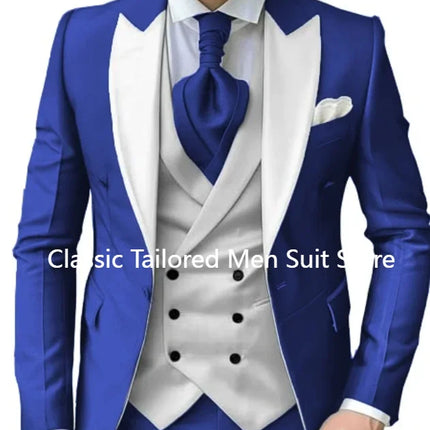 CN Jiangsu Mens 3 Piece Suit Purple Peak Lapel Luxury by zapcart