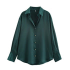 Trafza Womens Casual Solid Turn Down Collar Blouse Chic by zapcart