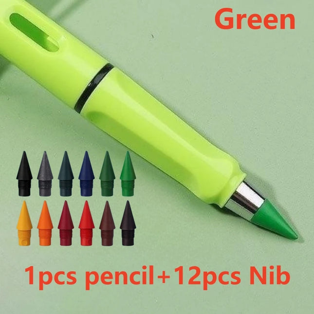 12/13pcs New Technology 12 Color Eternal Pencils No Ink Kawaii Unlimited Pencil School Art Color Sketch Painting Stationery by zapcart