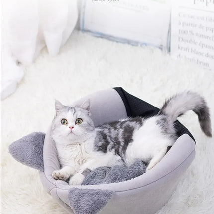 Cat Head Shape Cute And Comfortable Warm Cat House Safe Sleep Cave Non-Slip Semi-Closed Design Four Seasons Universal Cat Nest by zapcart