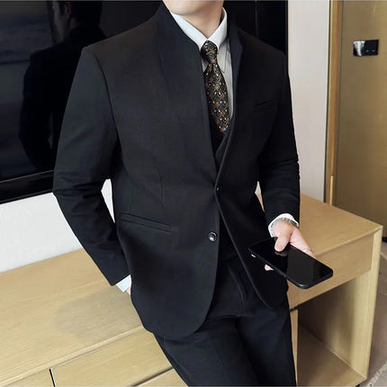Korean Style Slim Fit Mens Elegant Suit Set By QUHNBGYCN by zapcart