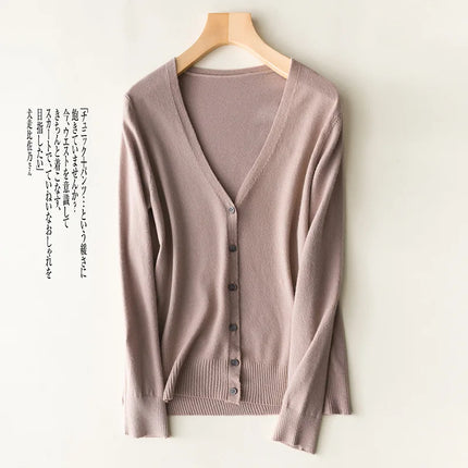 Women Cardigans 2032 Single Breasted V Neck Knit Outerwear by zapcart