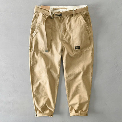 HiQORC Mens Cotton Cargo Pants Casual Loose Fit Khaki by zapcart