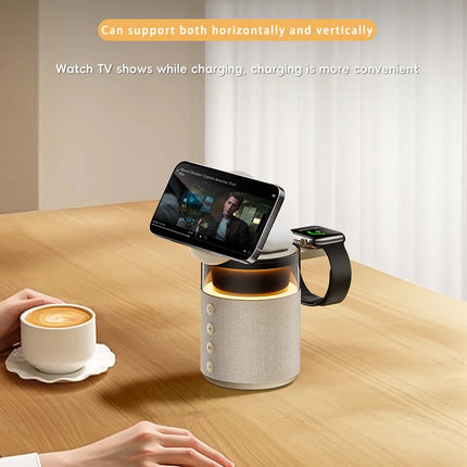 Magnetic Wireless Charging Station With Night Light Speaker by zapcart