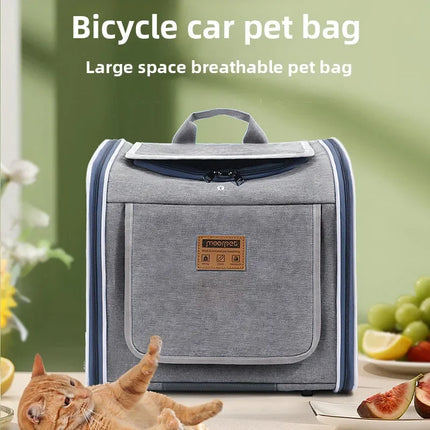 Versatile Pet Carrier Backpack - Motorcycle/Bike/E-Bike Travel Bag, Breathable & Waterproof for Dogs/Cats, Hands-Free Design by zapcart