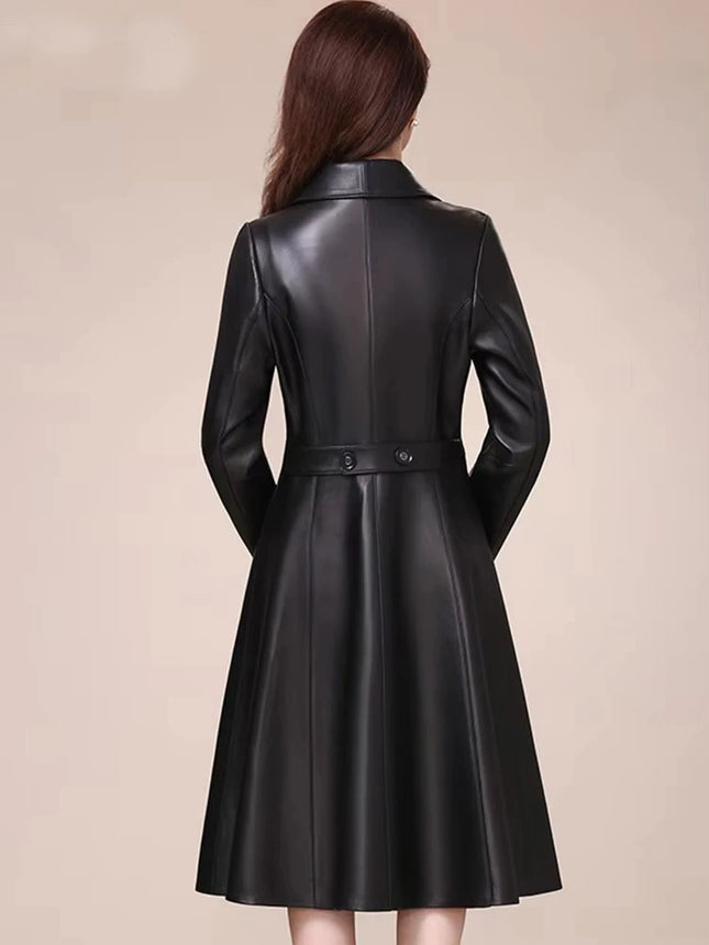 Mauroicardi PU Leather Blazer Women SingleBreasted Elegant by zapcart