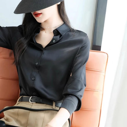 Satin Women's Shirt Blouse Korean Style Office Ready by zapcart
