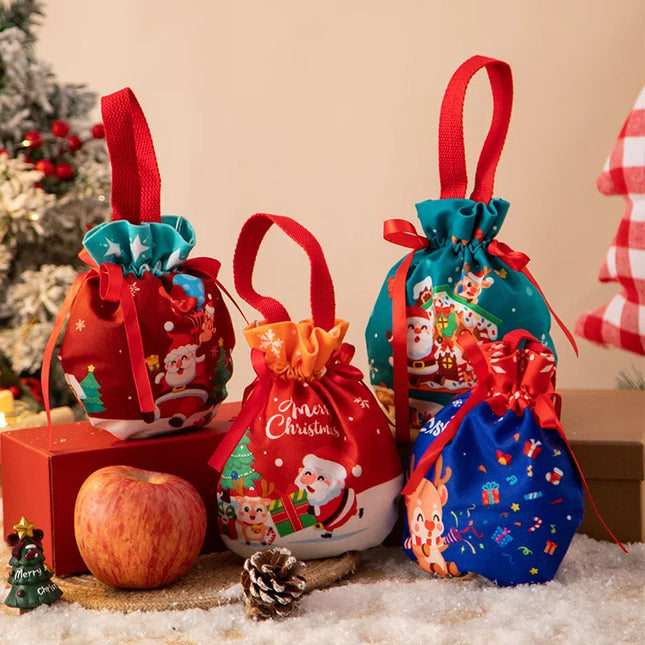 Festive Christmas Gift Bag Drawstring Pouch For Parties by zapcart