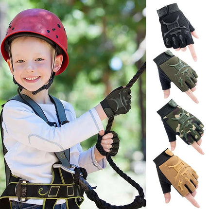 CN Kids Tactical Fingerless Gloves Camo Anti Skid Mittens by zapcart