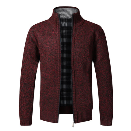 Mens Winter Cardigan Warm Fleece Zip Slim Fit Knit Jiangsu by zapcart