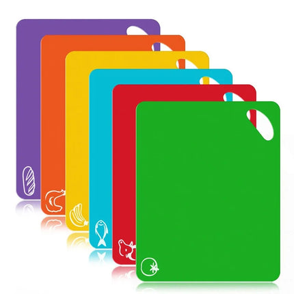 Colorful Flexible Non Slip Cutting Mats 6Pcs Icons Kitchen by zapcart
