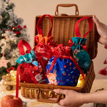 Festive Christmas Gift Bag Drawstring Pouch For Parties by zapcart