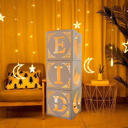 Weigaocn Eid Mubarak Paper Box Hollow Balloons Home Decor by zapcart