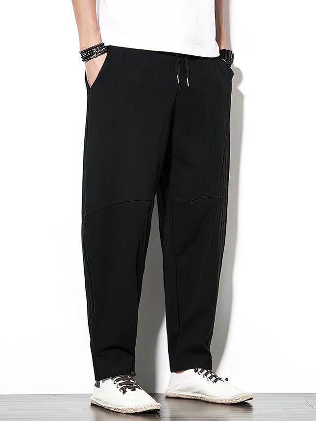 Mens Cotton Linen Baggy Pants Wide Leg Casual Nevettle by zapcart