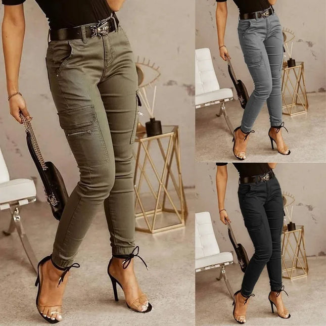 Women Slim Cargo Pants Streetwear With Pockets Joggers by zapcart