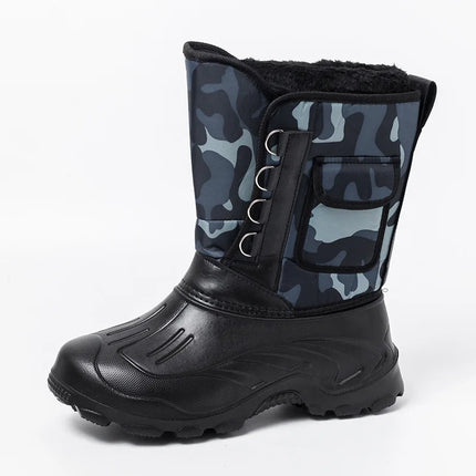 Pdmcms Mens Waterproof Snow Boots Velvet Warmth Midcalf by zapcart