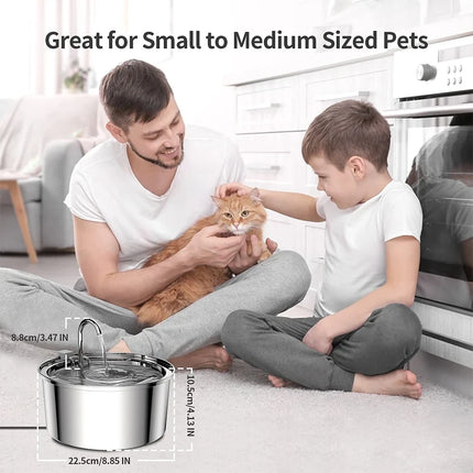 ZYfeeder Cat Water Fountain Usb Quiet Stainless Steel