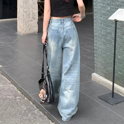 KSTUN Vintage Womens Jeans Wide Leg Ripped Distressed Denim by zapcart