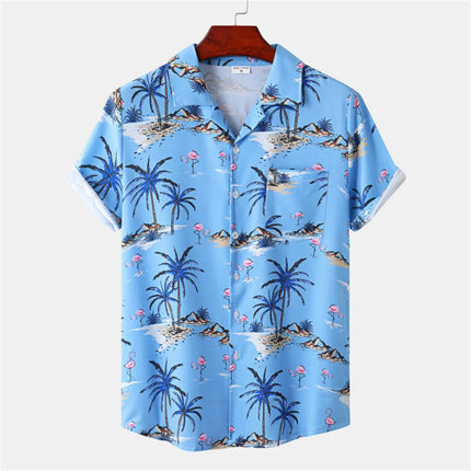 CN Jiangxi Men Quick Dry Beach Shirt Hawaiian Flamingo by zapcart