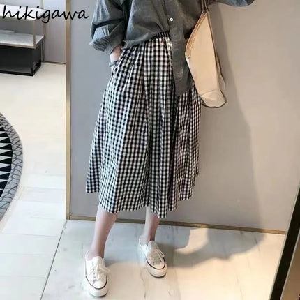 Plaid High Waist Swing Skirt For Women Vintage Chic by zapcart