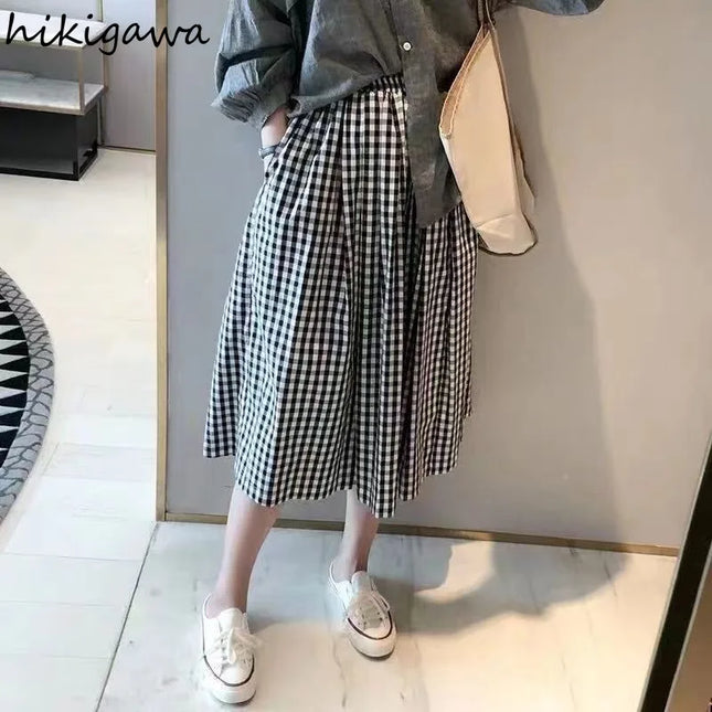 Plaid High Waist Swing Skirt For Women Vintage Chic by zapcart
