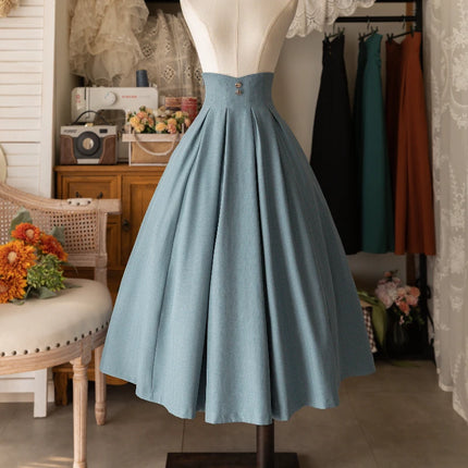 Voostao Victorian Lolita Midi Skirt Women Timeless Button by zapcart