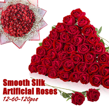 12-200Pcs Artificial Rose Flower Silk Roses with Diamond Valentine's Day Gift Fake Roses Red Roses for DIY Wedding Party Decor by zapcart