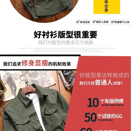 HOMAGROW Mens Dress Cargo Shirt Regular Fit Long Sleeve by zapcart