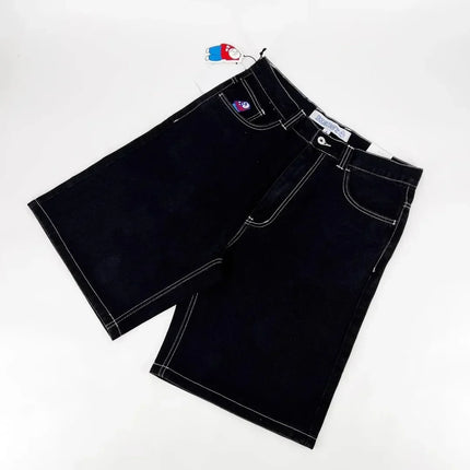 Y2K Embroidered Shorts For Unisex Denim Streetwear Comfort by zapcart