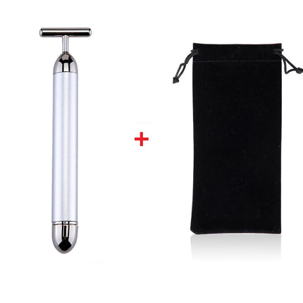 24k Gold Face Lift Bar Roller Vibration Slimming Massager Facial Stick Facial Beauty Skin Care T Shaped Vibrating Tool with Bag by zapcart