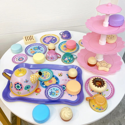 Princess Tea Set For Little Girls Metal Pretend Play Gift by zapcart