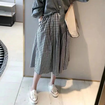 Plaid High Waist Swing Skirt For Women Vintage Chic by zapcart
