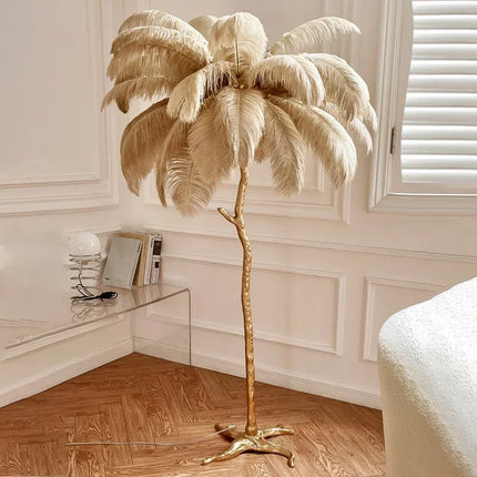 LNLZ Nordic Ostrich Feather Floor Lamp For Living Room