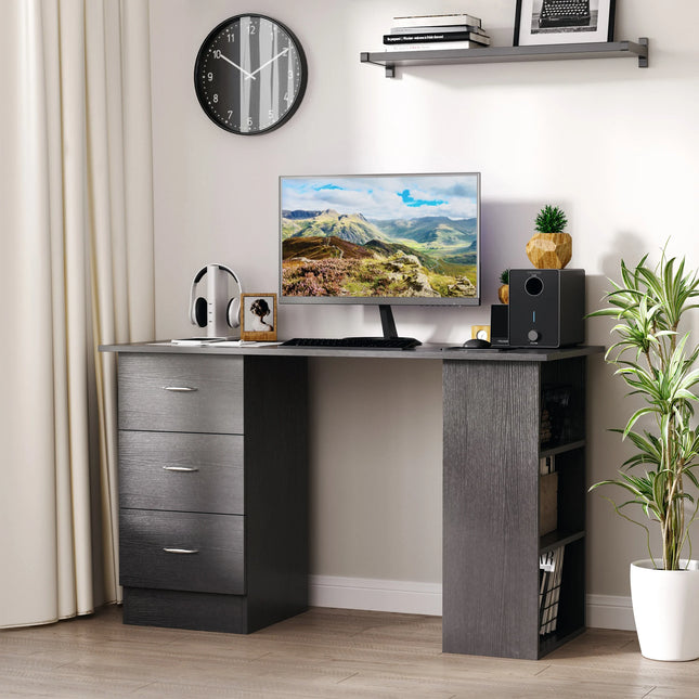 Homcom 120cm Computer Desk 3 Shelves And Drawers Office by zapcart