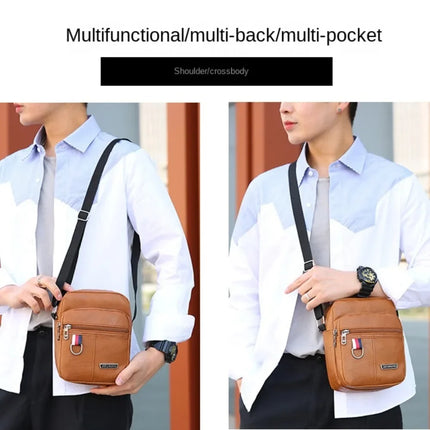 CN Men PU Leather Messenger Bag Waterproof Large Capacity by zapcart