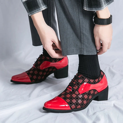 Oein Luxury Red Mens High Heel Shoes For Elegant Weddings by zapcart