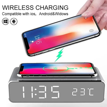 Opansten Wireless Charger Dock for iPhone Thermometer Alarm
