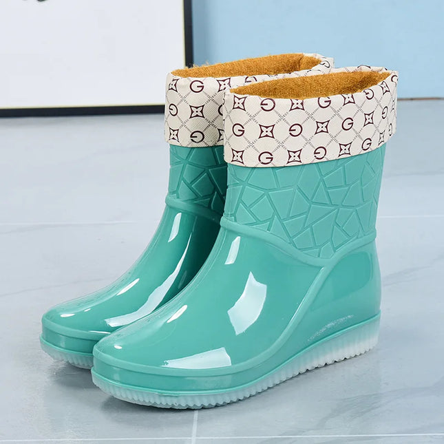 YBQJOO Women Waterproof Rain Boots Anti Slip Wear Resistant by zapcart
