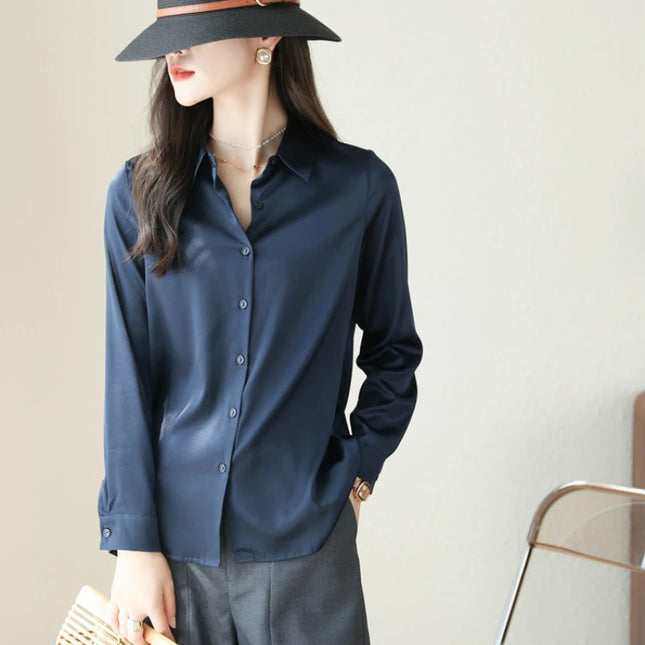 Satin Women's Shirt Blouse Korean Style Office Ready by zapcart